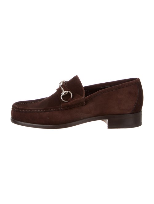 Gucci Horsebit Accent Suede Loafers Brown