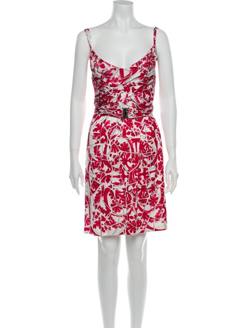 Gucci Floral Print Knee-Length Dress Red