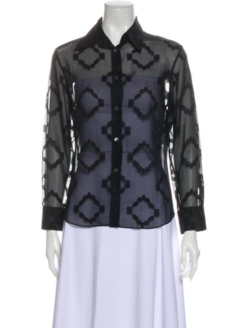 Gucci Vintage Long Sleeve Button-Up Top Black
