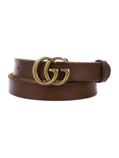 Gucci GG Skinny Leather Belt Brown