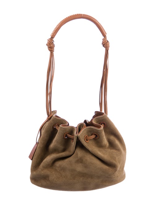 Gucci Suede Drawstring Bucket Bag Olive