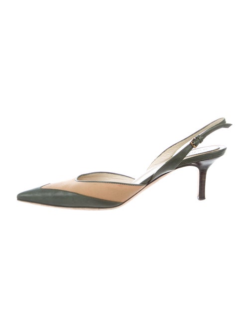 Gucci Leather Slingback Pumps Green