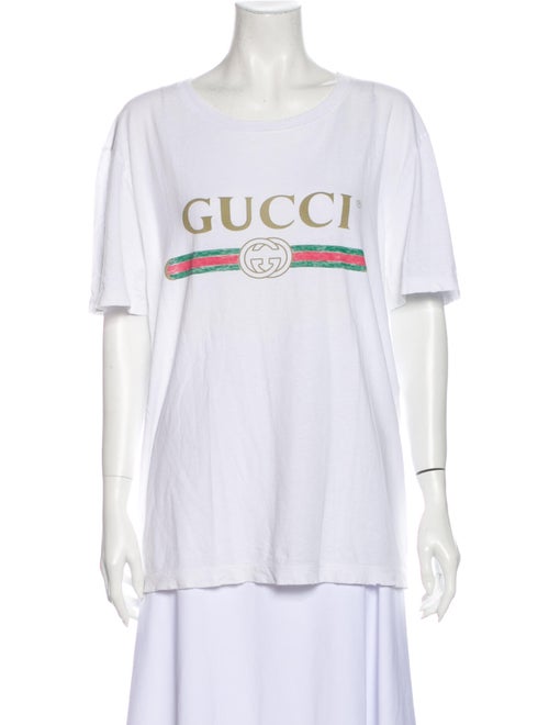 Gucci Graphic Print Scoop Neck T-Shirt White
