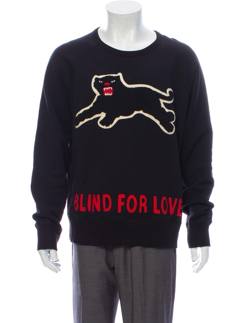 Gucci Graphic Print Crew Neck Sweatshirt Black