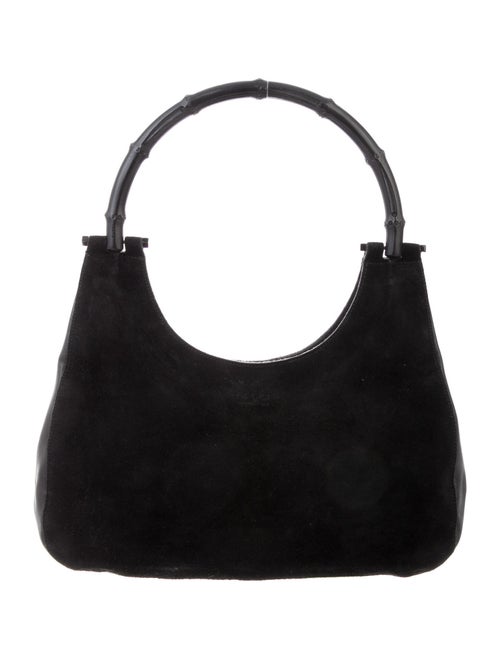 Gucci Vintage Suede Bamboo Bag Black