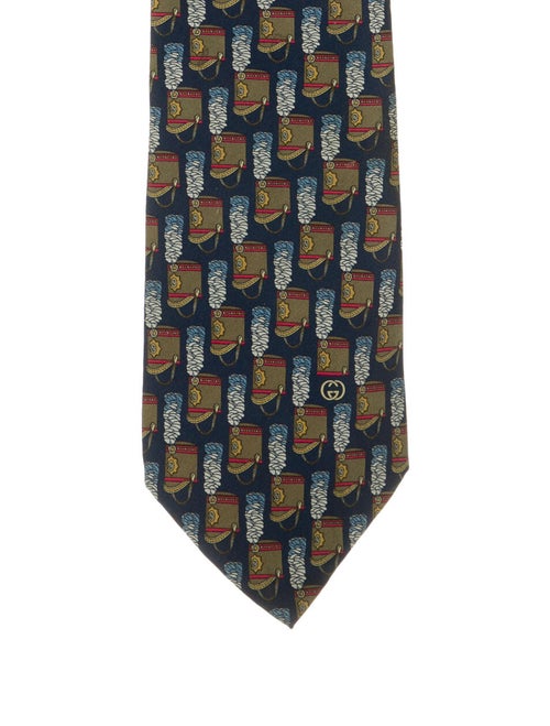 Gucci Printed Silk Tie navy