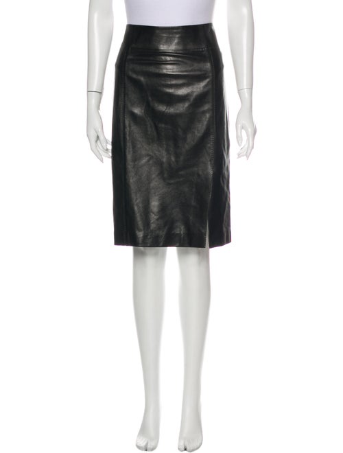 Gucci Leather Knee-Length Skirt Black