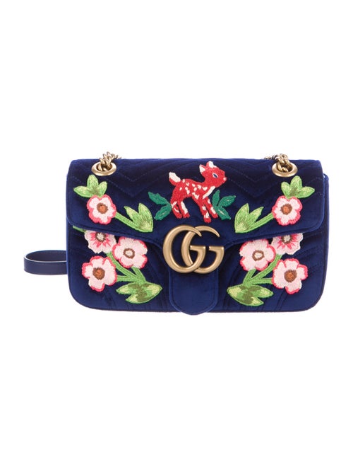 Gucci GG Marmont Matelassé Embroidered Velvet Shou