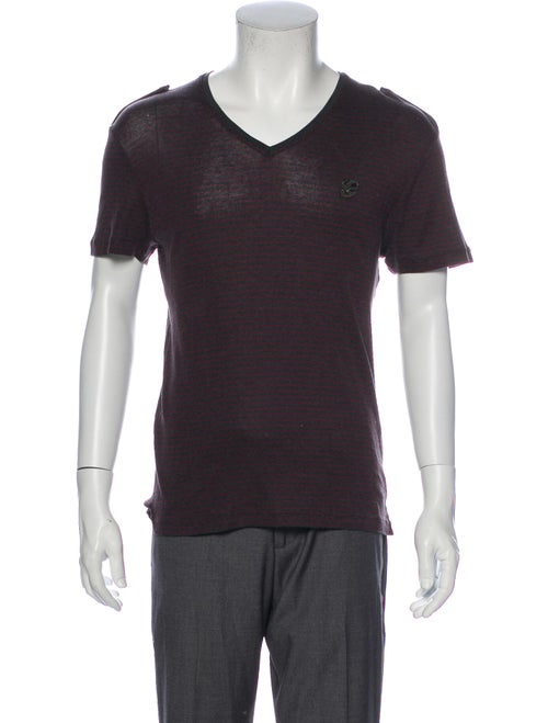 Gucci Striped V-Neck T-Shirt Grey