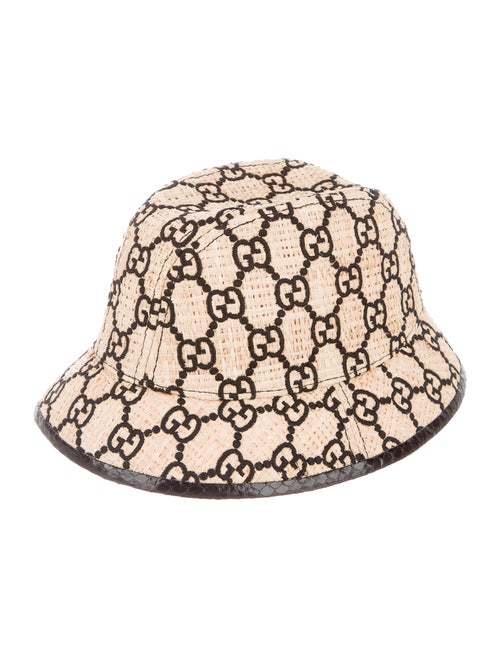 Gucci GG Straw Fedora Hat Tan