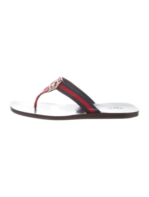 Gucci Interlocking G Logo T-Strap Sandals Red