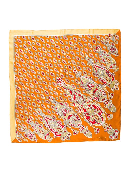 Gucci Silk Printed Scarf Orange
