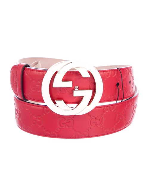 Gucci Signature GG Leather Belt w/ Tags red