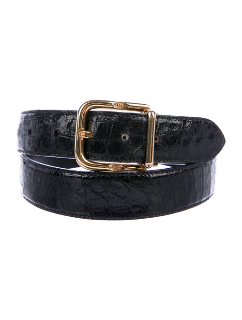 Gucci Vintage Crocodile Belt Black