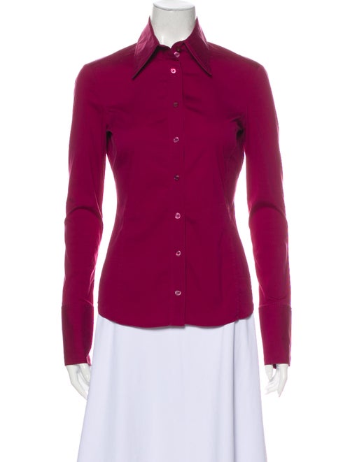 Gucci Long Sleeve Button-Up Top Pink