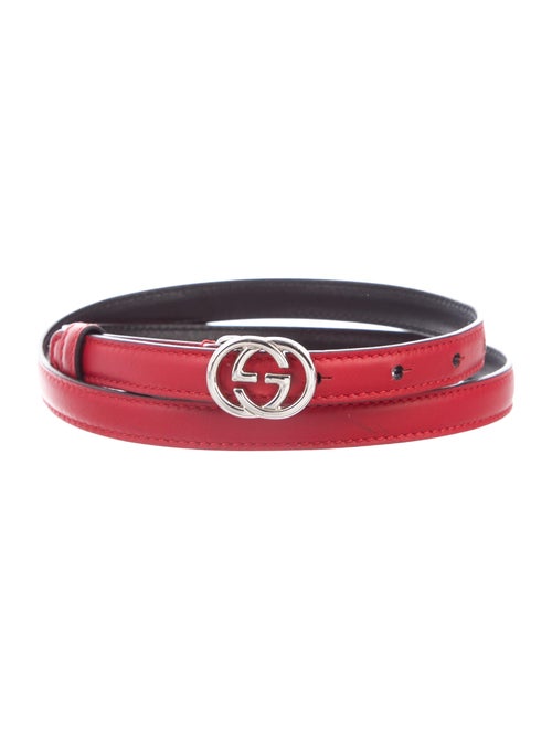 Gucci Skinny Leather GG Belt Red