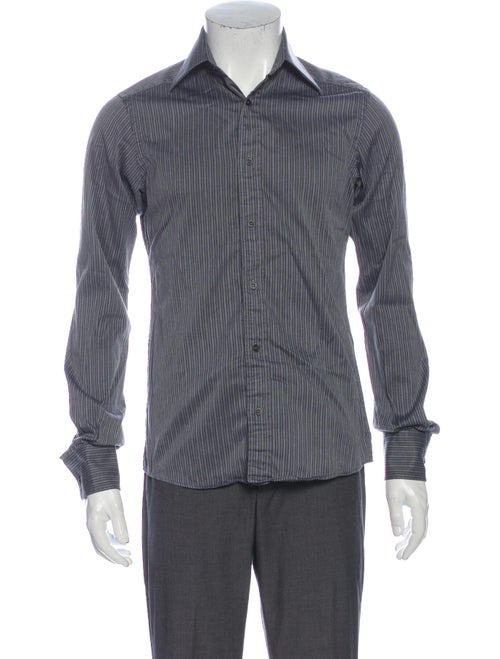 Gucci Striped Long Sleeve Dress Shirt Grey