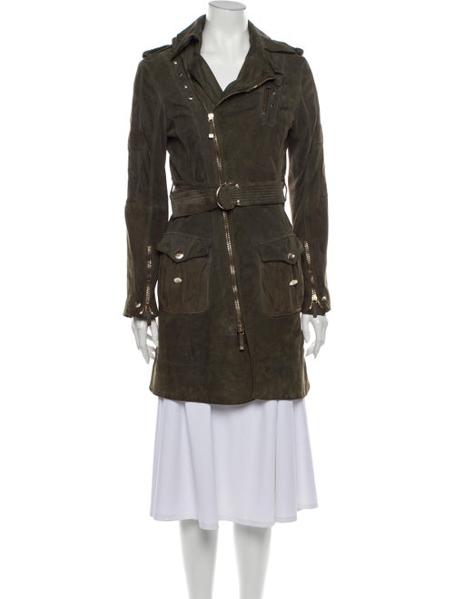 Gucci Leather Trench Coat Green