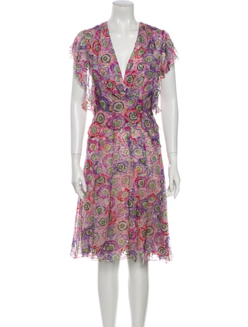 Gucci Printed Midi Length Dress Pink