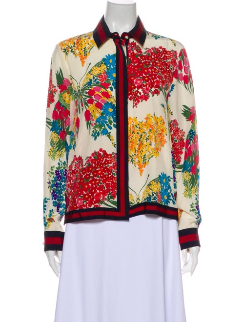 Gucci 2017 Corsage Print Button-Up Top