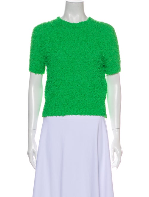 Gucci Cotton Bouclé Top Crew Neck Crop Top Green
