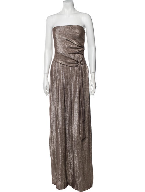 Gucci Strapless Long Dress Metallic