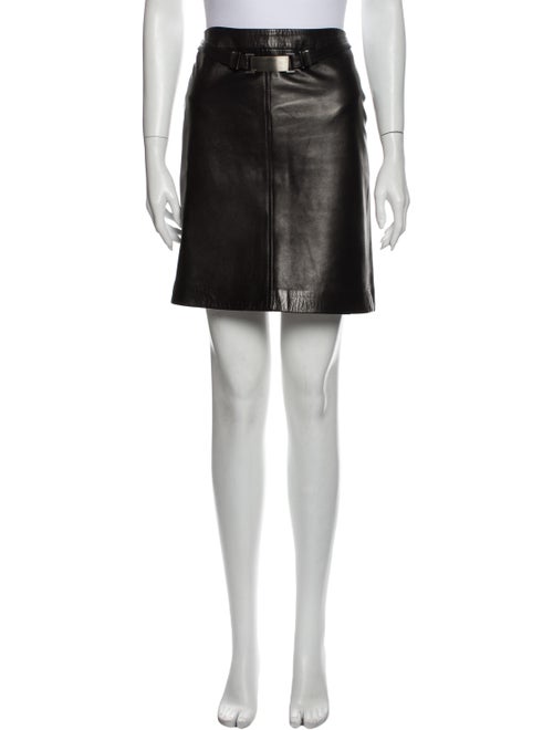 Gucci Leather Mini Skirt Black