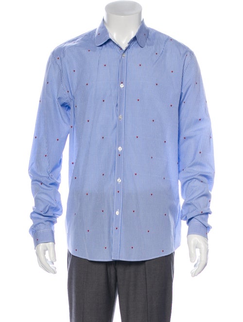 Gucci Hearts Dress Shirt Striped Dress Shirt Blue