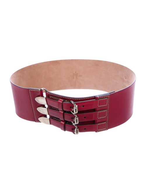Gucci Leather Wide Belt silver