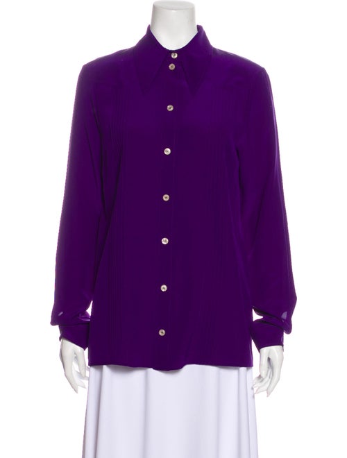 Gucci 2017 Silk Button-Up Top Purple