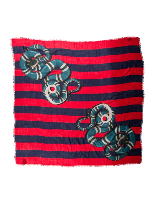 Gucci Kingsnake Wool-Silk Shawl w/ Tags red
