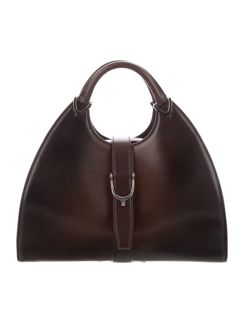 Gucci Leather Stirrup Tote Brown