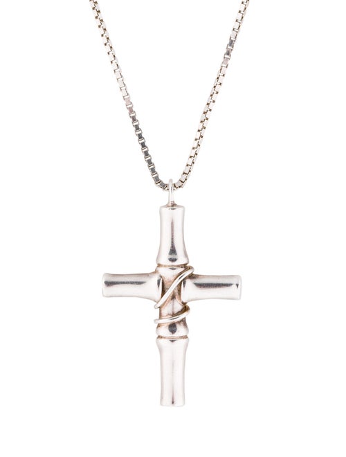 Gucci Silver Bamboo Cross Necklace
