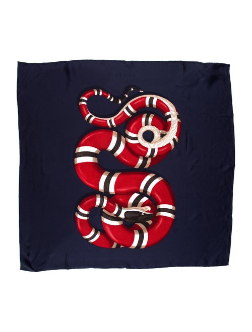 Gucci 2018 SIlk Kingsnake Scarf w/ Tags navy