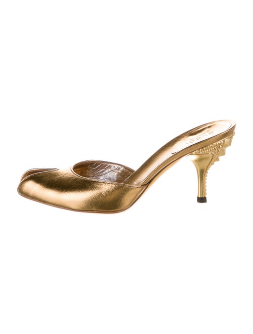Gucci Leather Mules Gold