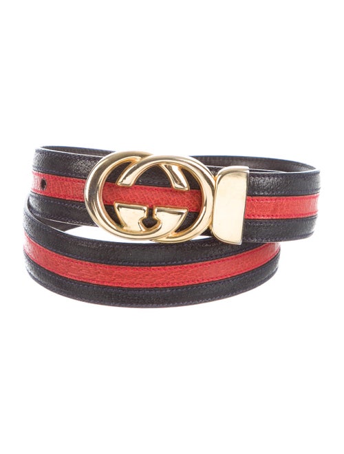 Gucci Web Leather Belt Navy