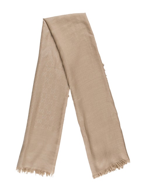 Gucci Logo Wool & Silk Blend Scarf wool
