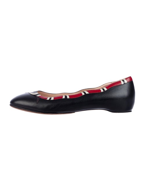 Gucci Yoko Kingsnake Leather Ballet Flats Black