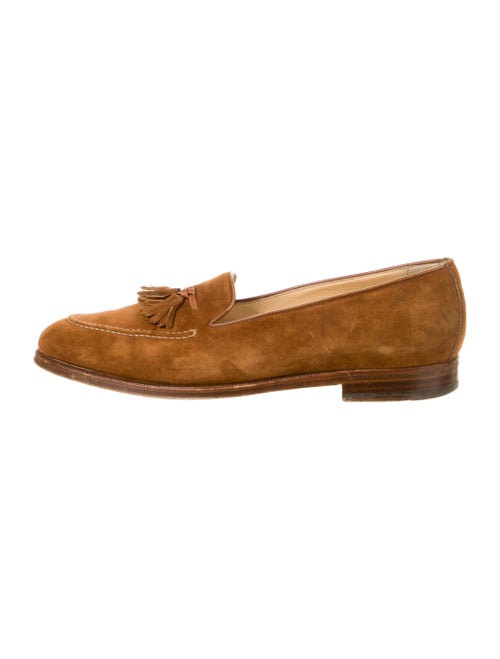 Gucci Suede Tassel Accents Loafers Brown