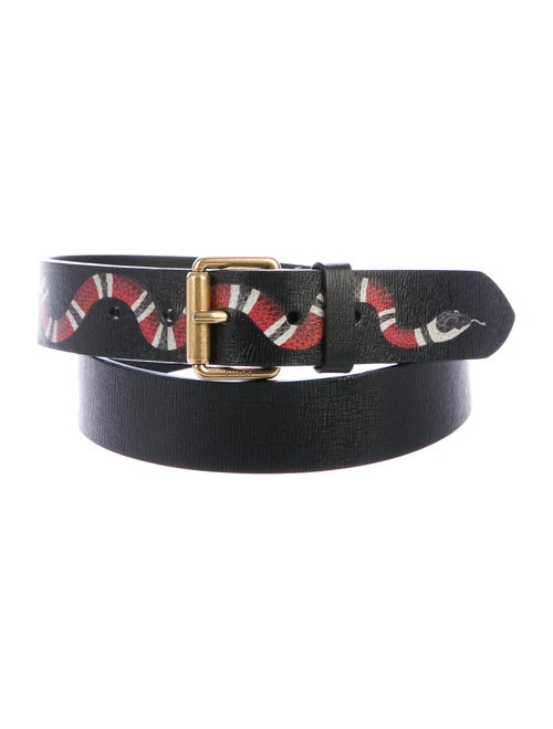 Gucci Kingsnake Leather Waist Belt Black
