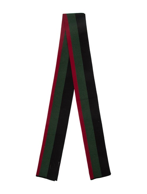 Gucci Web Wool & Silk Scarf Black