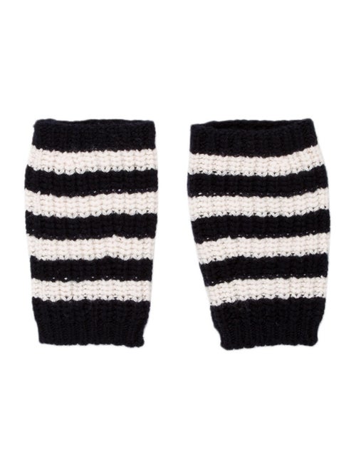 Gucci Striped Fingerless Gloves white