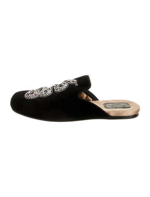 Gucci Kingsnake Crystal Embellishments Mules Black