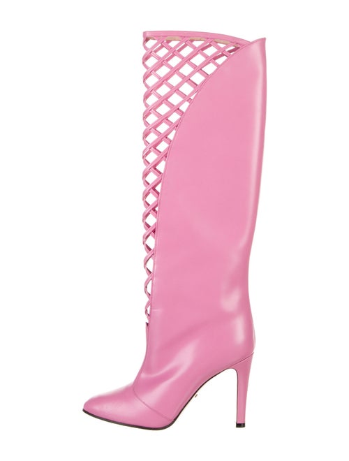 Gucci Lattice Leather Boots Pink