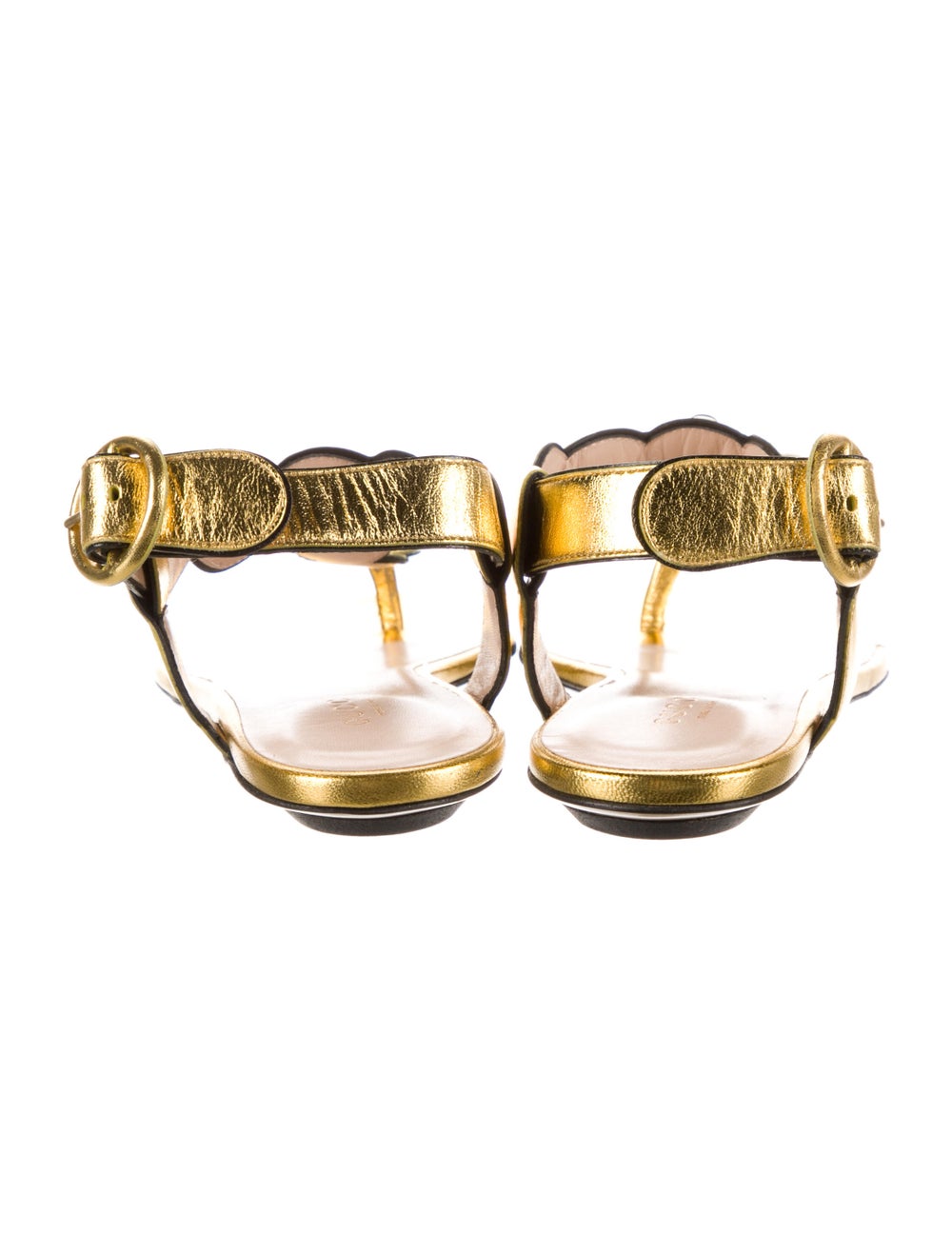 Gucci Nappa Faux Pearl Accents T-Strap Sandals - image 4