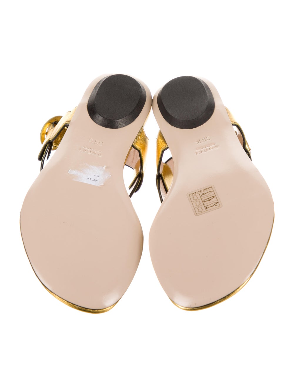 Gucci Nappa Faux Pearl Accents T-Strap Sandals - image 5