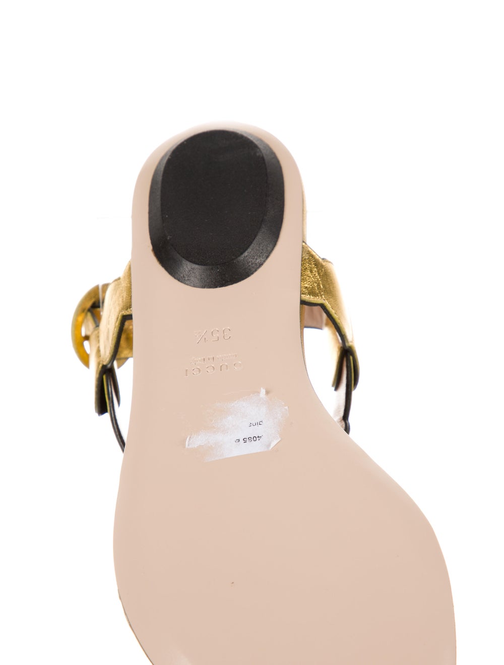 Gucci Nappa Faux Pearl Accents T-Strap Sandals - image 6