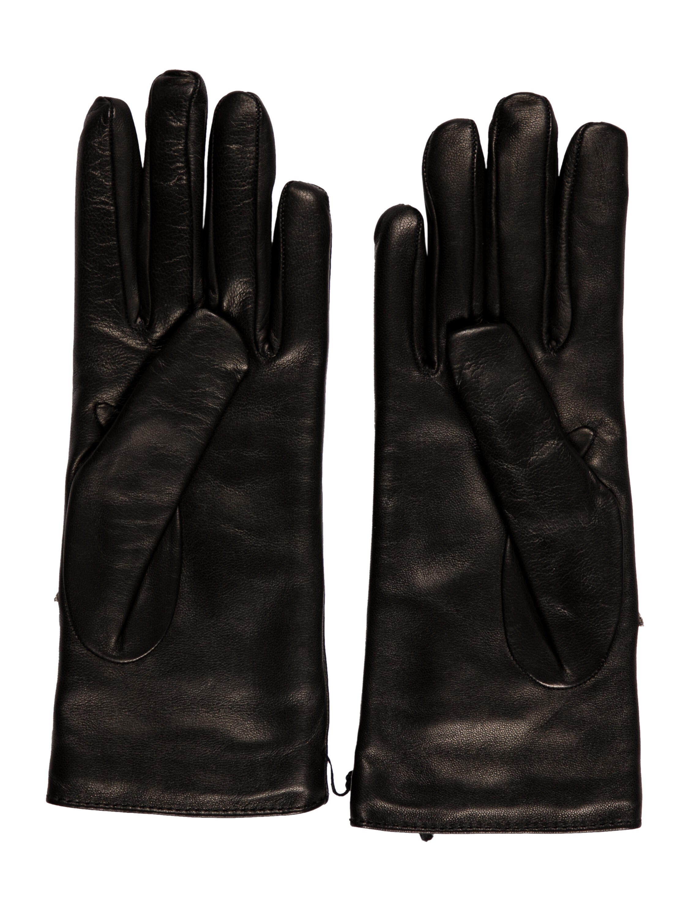 Gucci Leather Embellished Gloves - Black Winter Accessories