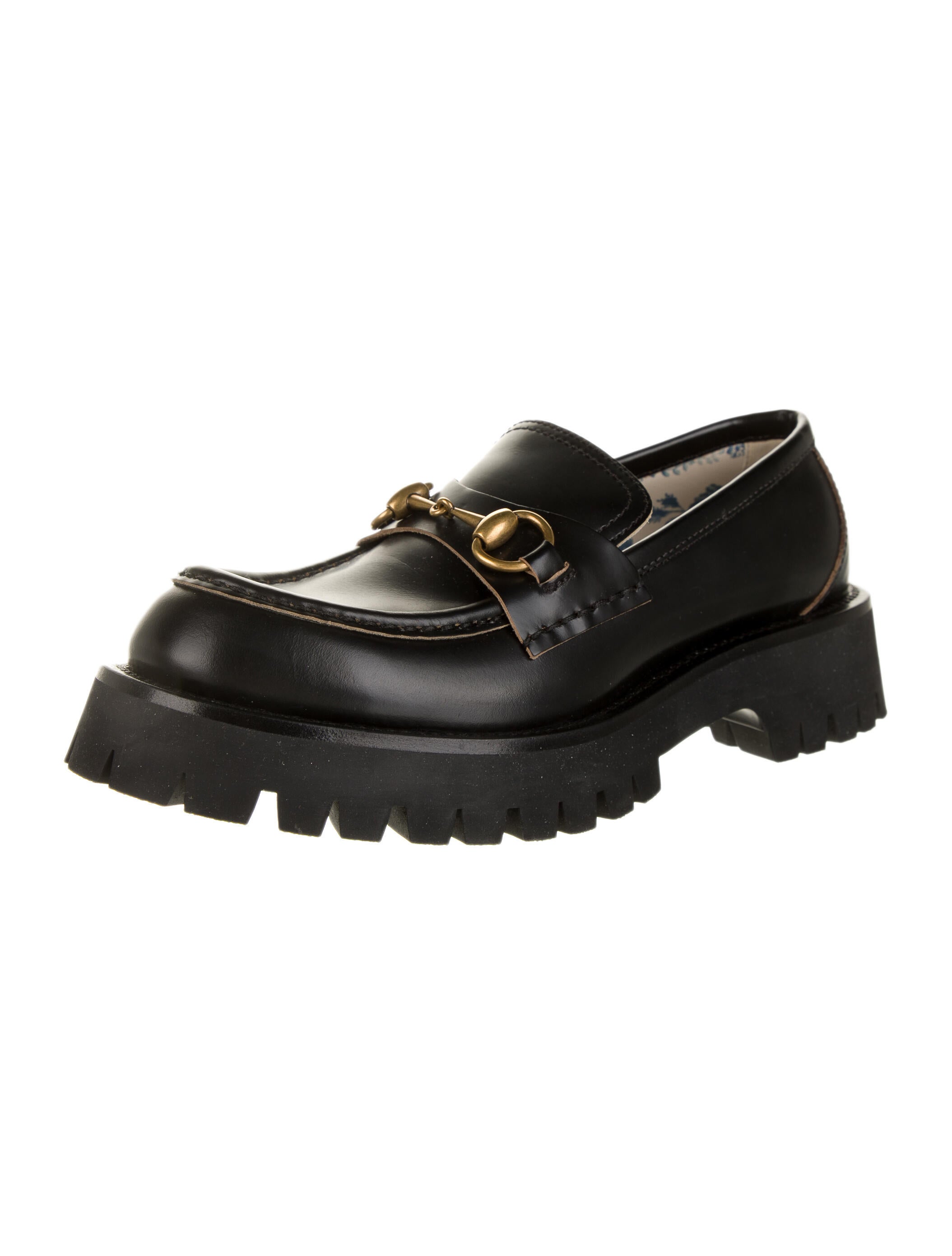 Gucci Lug-Sole Horsebit Accent Loafers