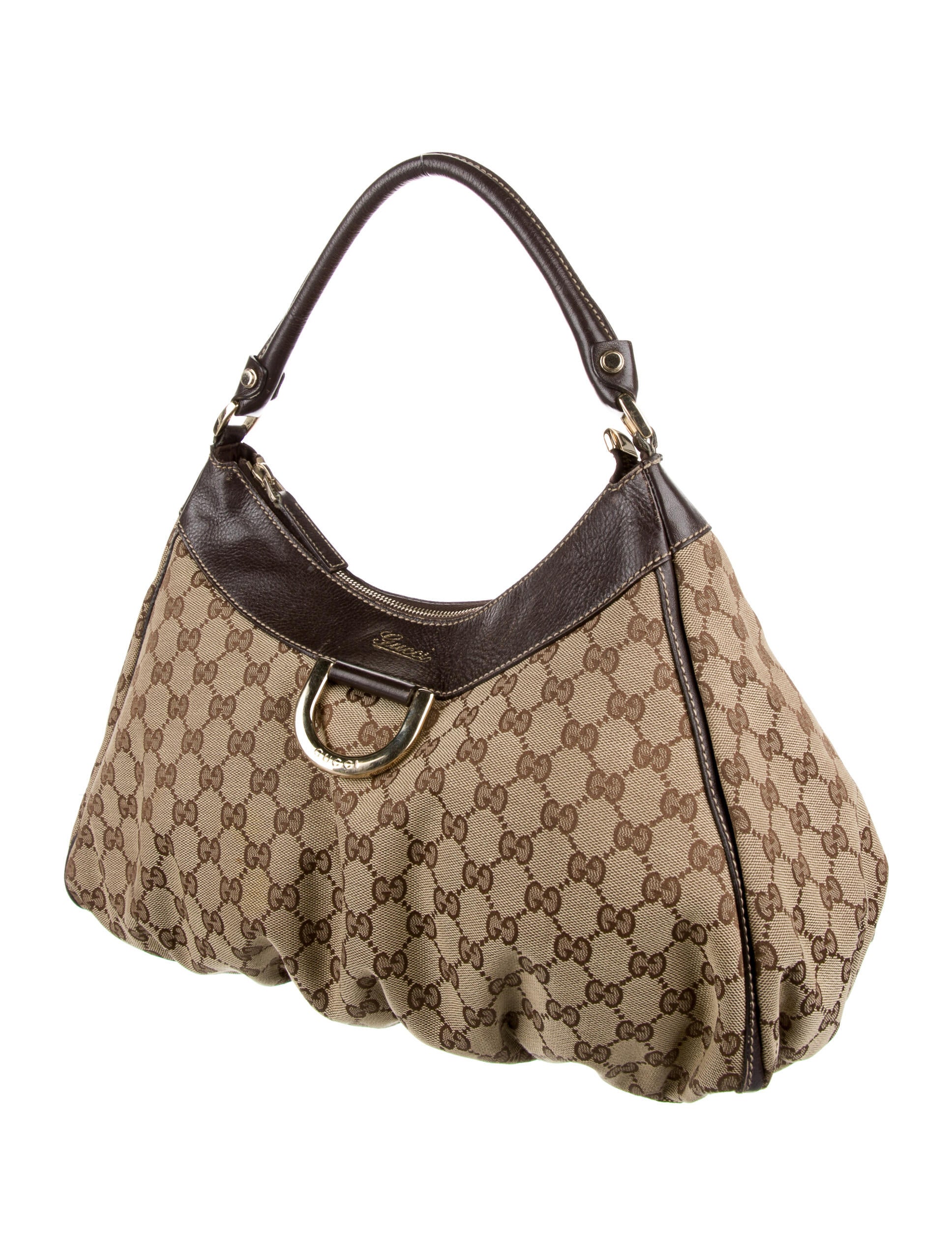 Gucci Large GG Canvas DRing Abbey Hobo Brown Hobos, Handbags